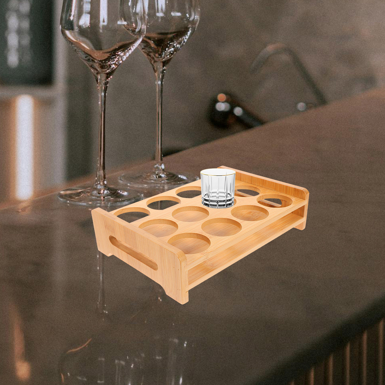 Wine In Beer Glass - Espositore Portabicchierini in Bambù, Versatile Supporto