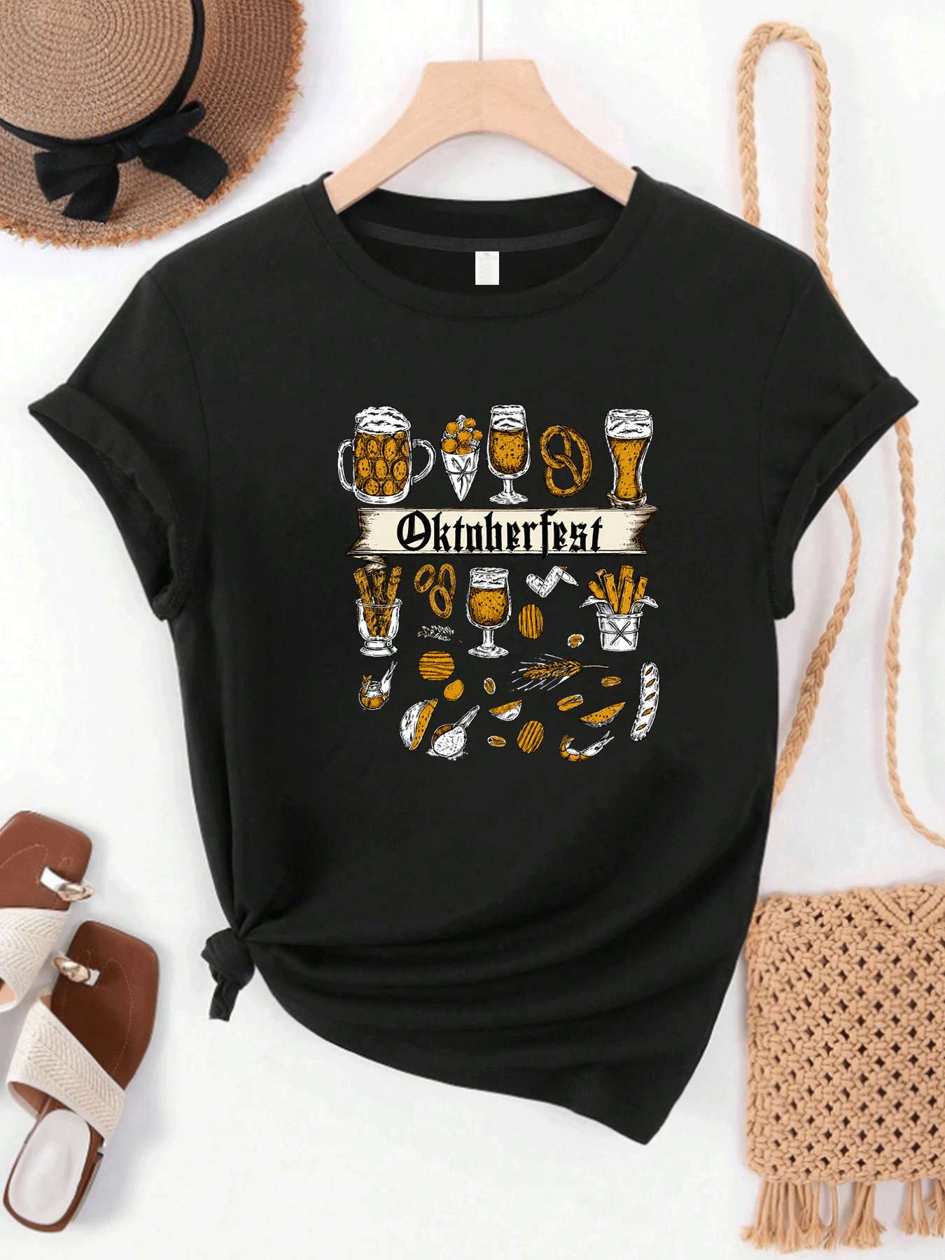 Wine Plus Beer - 【MYJ06261】T-shirt da donna taglie forti per