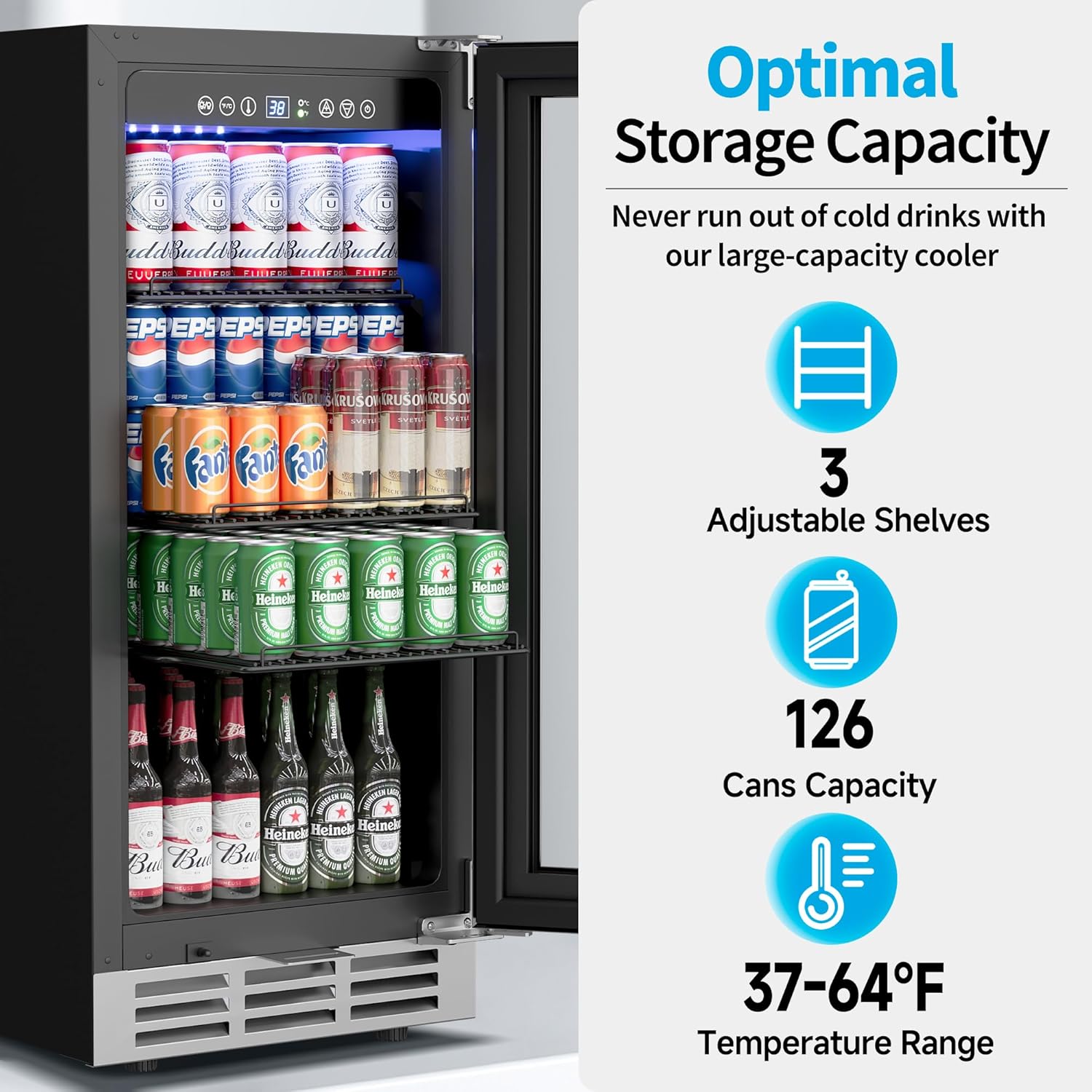 Wine And Beer Undercounter Fridge - Frigorifero per Bevande da Incasso 15
